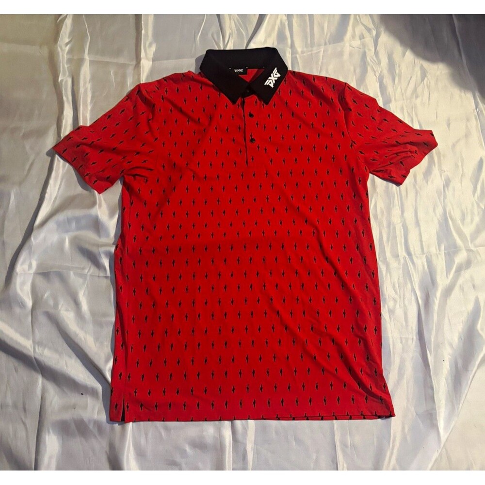 PXG Parsons Xtreme Golf Men's Cactus Print Polo Shirt Red Black Short Sleeve S